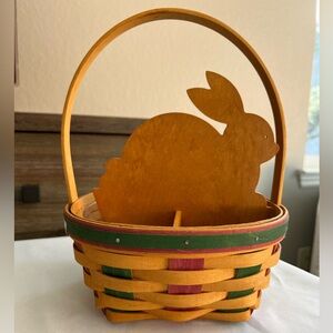 1998 Longaberger Easter Basket w/ woodcraft Bunny divider and plastic protector